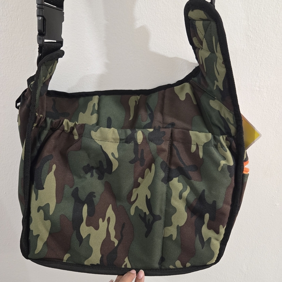 Diaper Dude Camouflage Messenger Bag Orange Zippers Adjustable Strap - Picture 5 of 9